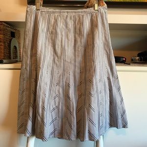 Talbots gray and white striped A-line skirt 10